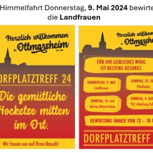 Dorfplatztreff am Donnerstag, 09. Mai 2024 von 12-18 Uhr